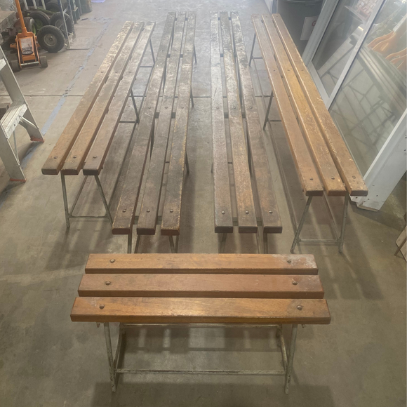 Retro Timber Benches with Steel Legs