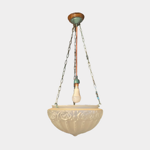 Pressed Glass Period Light with Rose Pattern Pendant Light