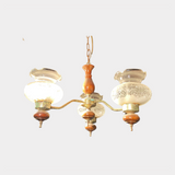 Vintage Brass 3 Patterned Glass Lights Pendant Light